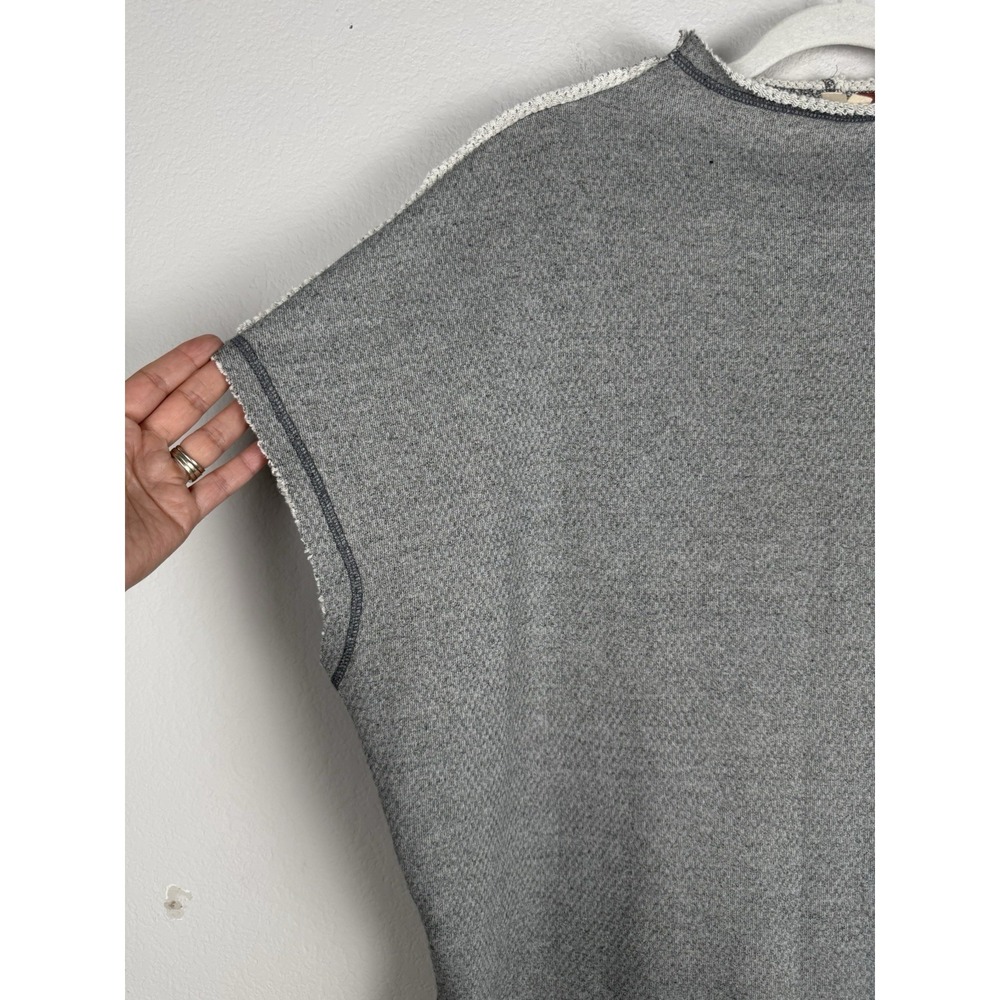 Pilcro Funnel Neck Gray Pullover Top Sweater Women's Medium Raw Hem Casual Boho - Picture 7 of 14